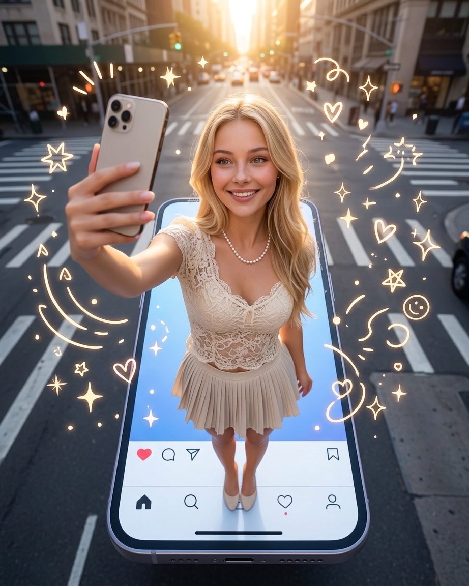 Кадр ИИ фотосессии Wibee «Прямо в ленту» — пример 1